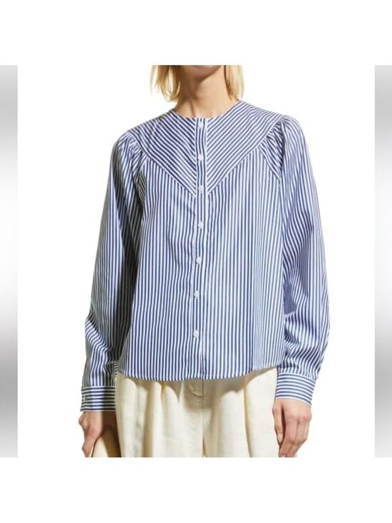 Tops - NWT Harshman Cari Shirt In Navy Stripes Size Small